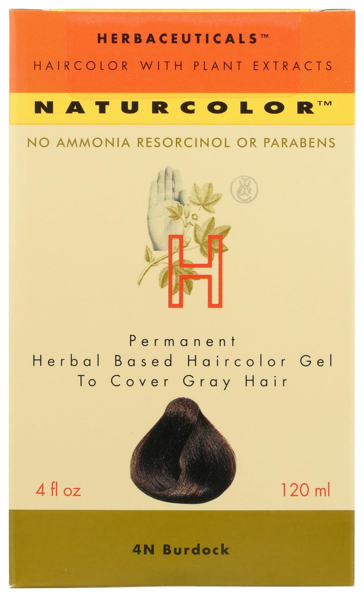 Naturcolor Burdock haircolor bottle shows rich, natural-looking dark brown shade.