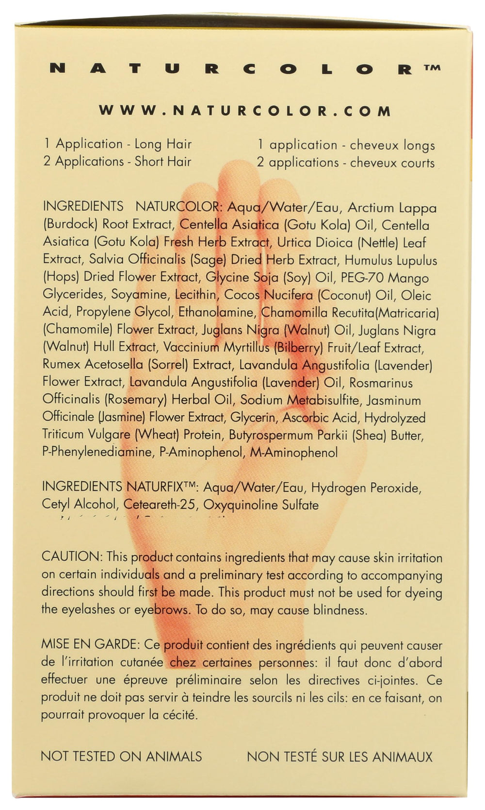 Naturcolor Chamomile Blonde instruction card guides safe, at-home coloring steps.