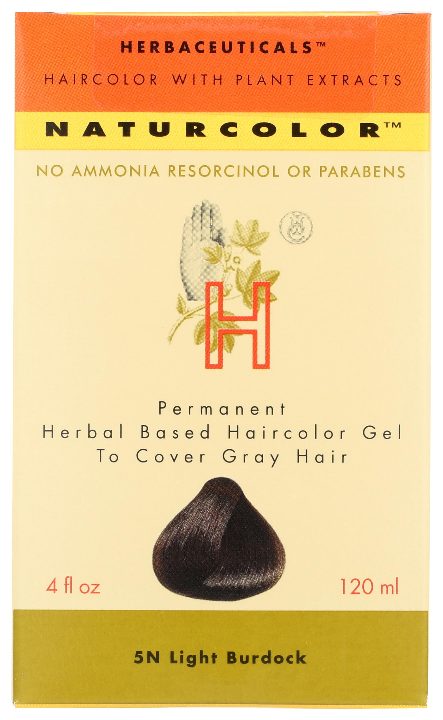 Naturcolor Haircolor Light Burdock box showcasing herbal formula for natural gray coverage.