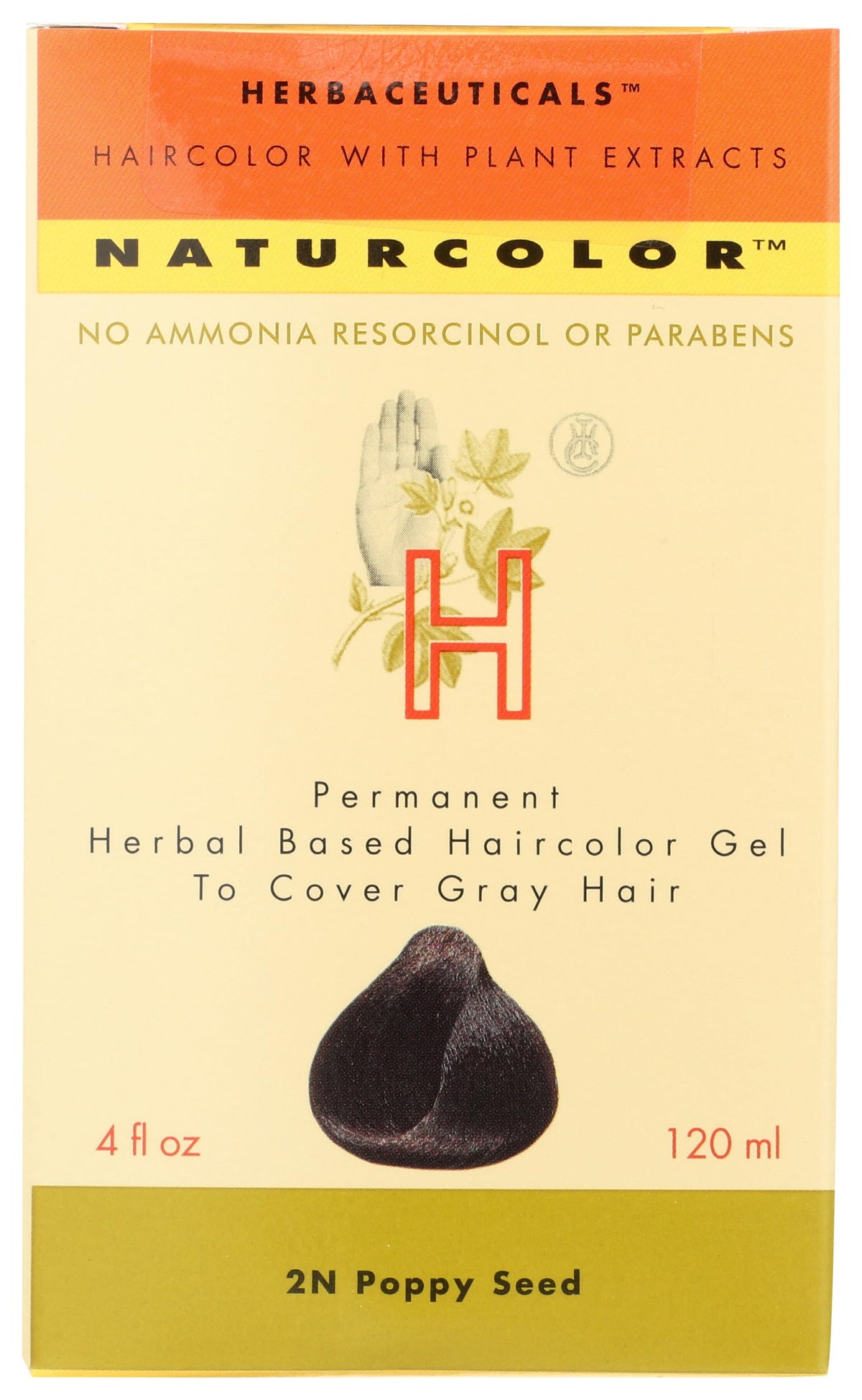 Naturcolor Poppy Seed Hair Dye bottle shows plant-based formula for vibrant color.