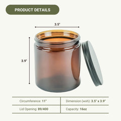 Nature Packaged amber jar 16oz full set for organized beauty product storage.
