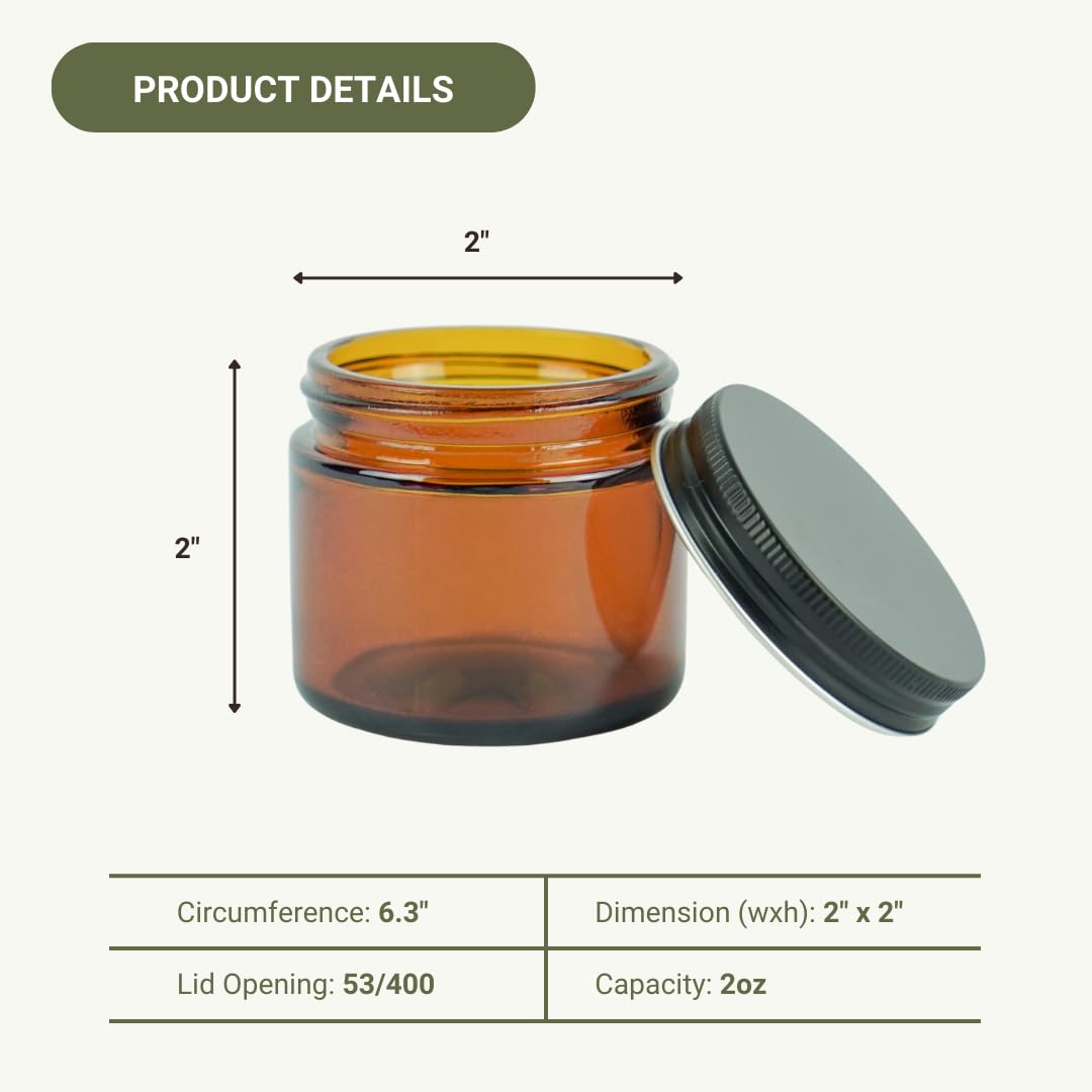Nature Packaged amber jar with black lid close-up, leak-proof storage for creams.