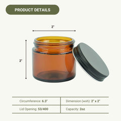 Nature Packaged amber jar with black lid close-up, leak-proof storage for creams.