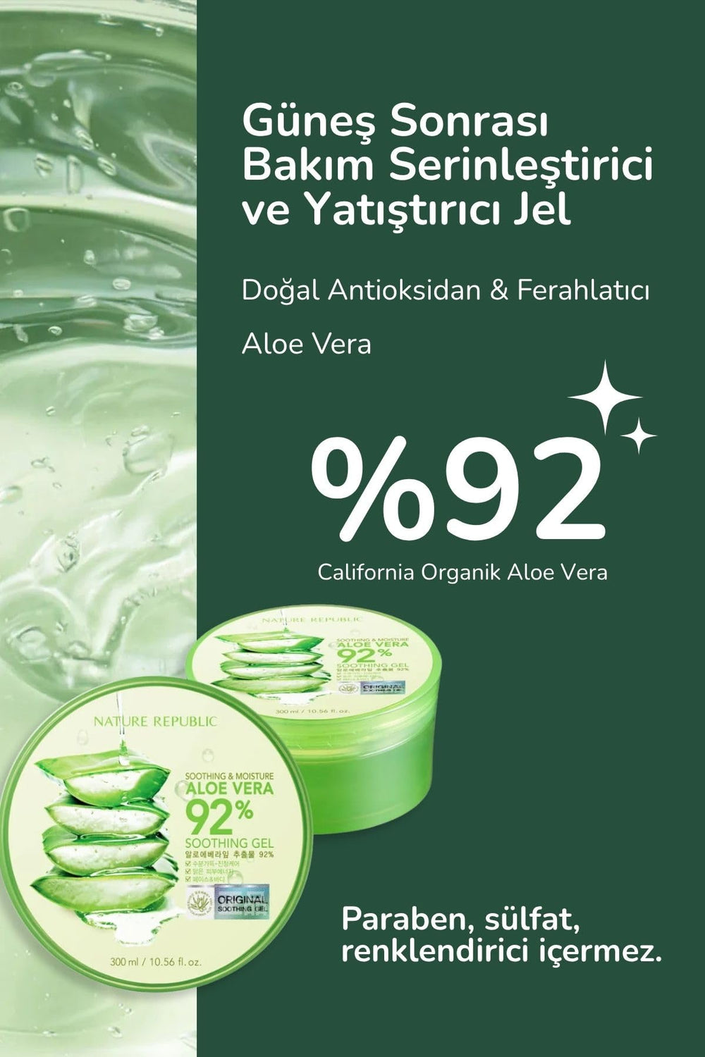 Nature Republic Aloe Vera 92% Gel cap showing easy, mess-free application