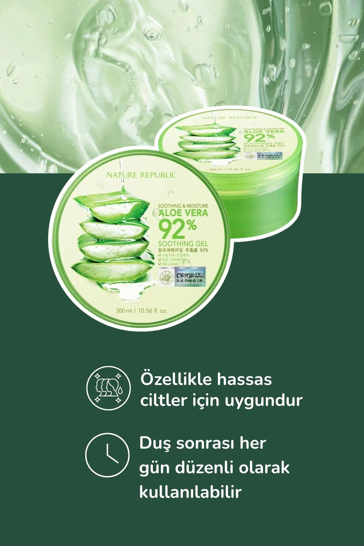 Nature Republic Aloe Vera 92% Gel multi-use bottle ready