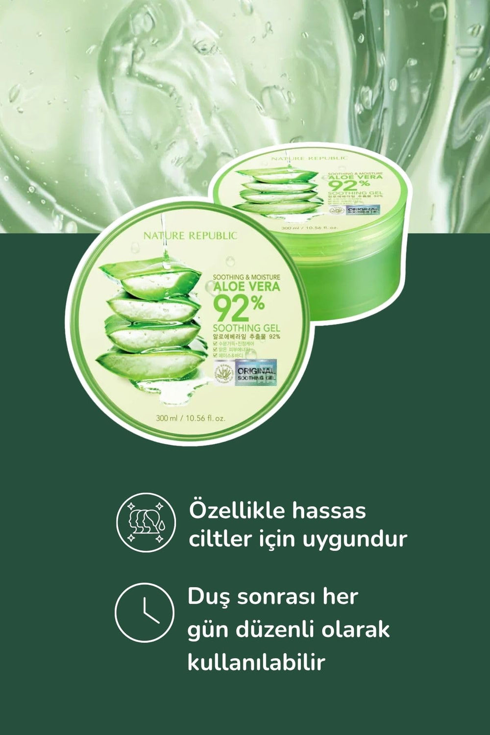 Nature Republic Aloe Vera 92% Gel multi-use bottle ready