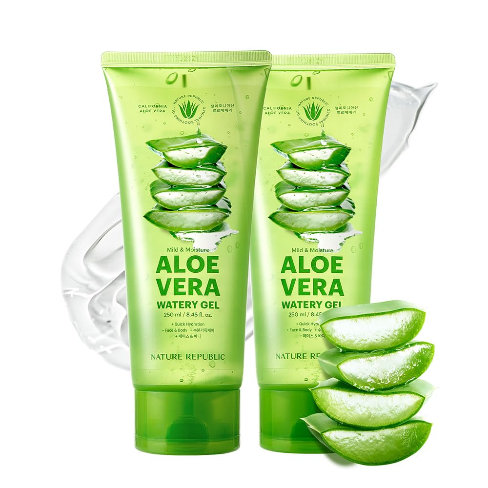 Nature Republic Aloe Vera Watery Gel 2-pack front view for quick hydration.