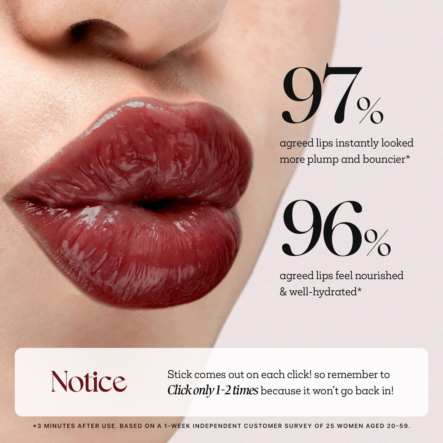 Glossy finish on lips from Nature Republic Honey Melting lip product