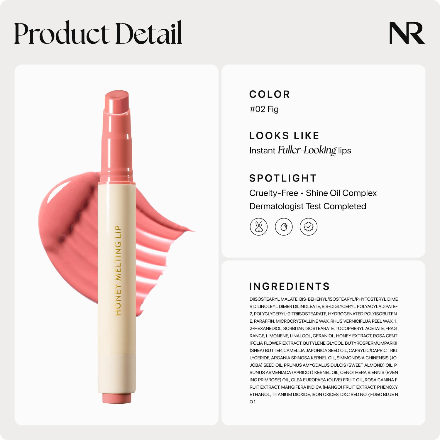Nature Republic Honey Melting Lip 02 FIG honey texture close-up emphasizes smooth glide