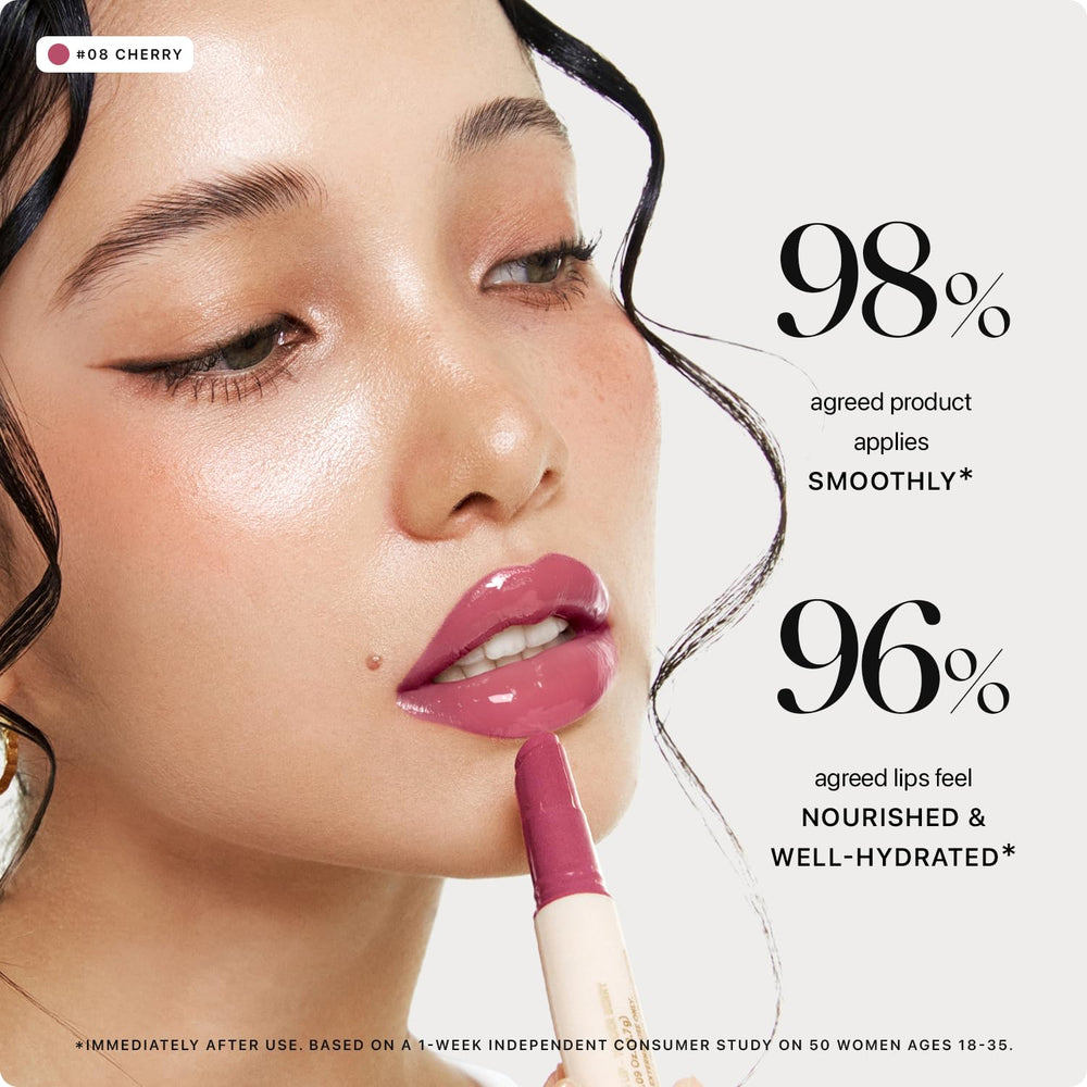 Nature Republic Honey Melting Lip 08 Dark Cherry Choux swatches reveal rich color and shine.