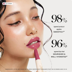 Nature Republic Honey Melting Lip 08 Dark Cherry Choux swatches reveal rich color and shine.