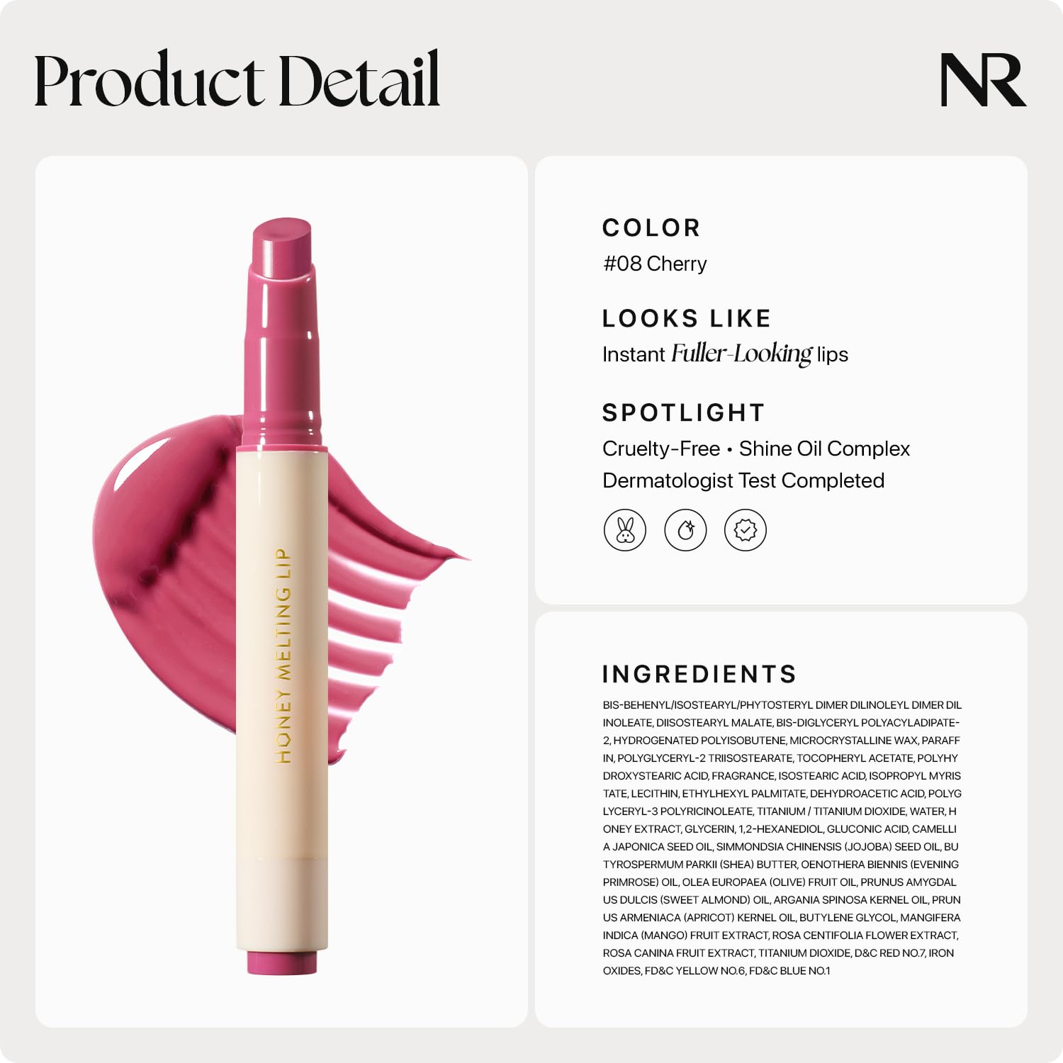 Nature Republic Honey Melting Lip close-up emphasizes melt-in softness.