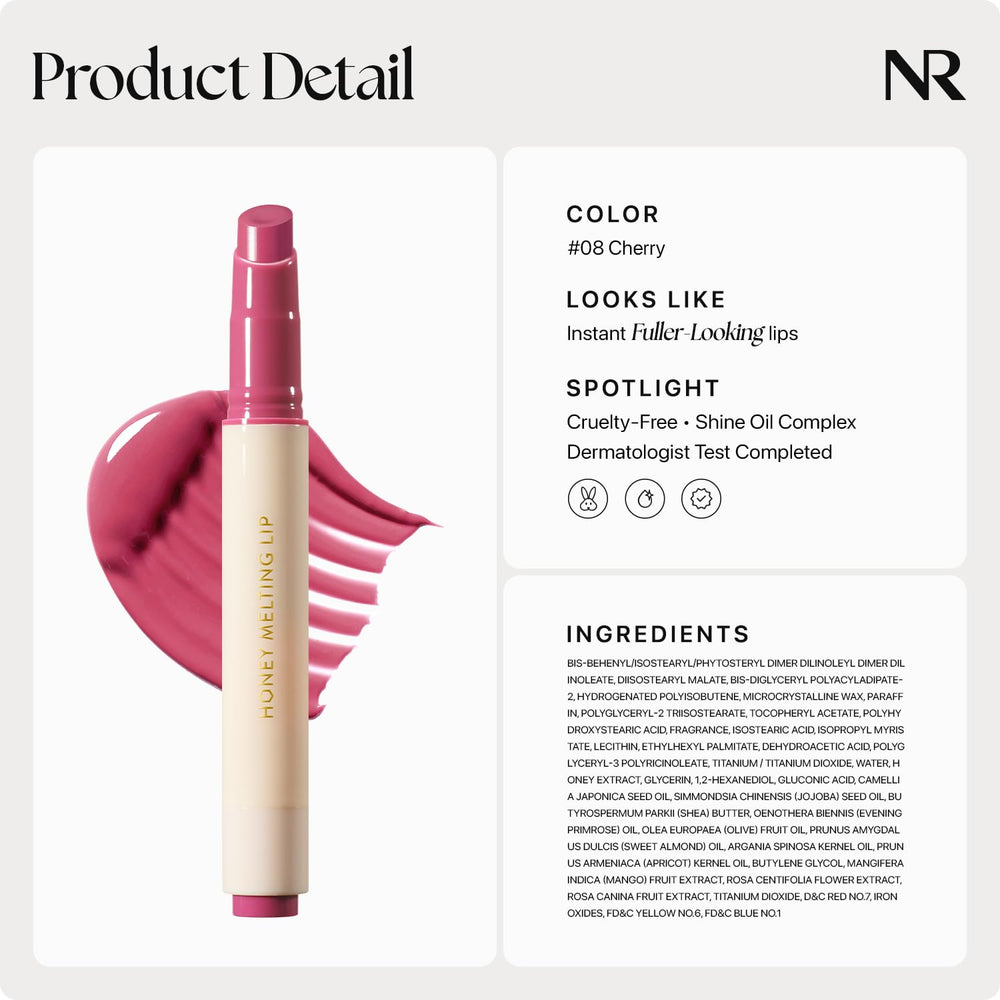 Nature Republic Honey Melting Lip close-up emphasizes melt-in softness.