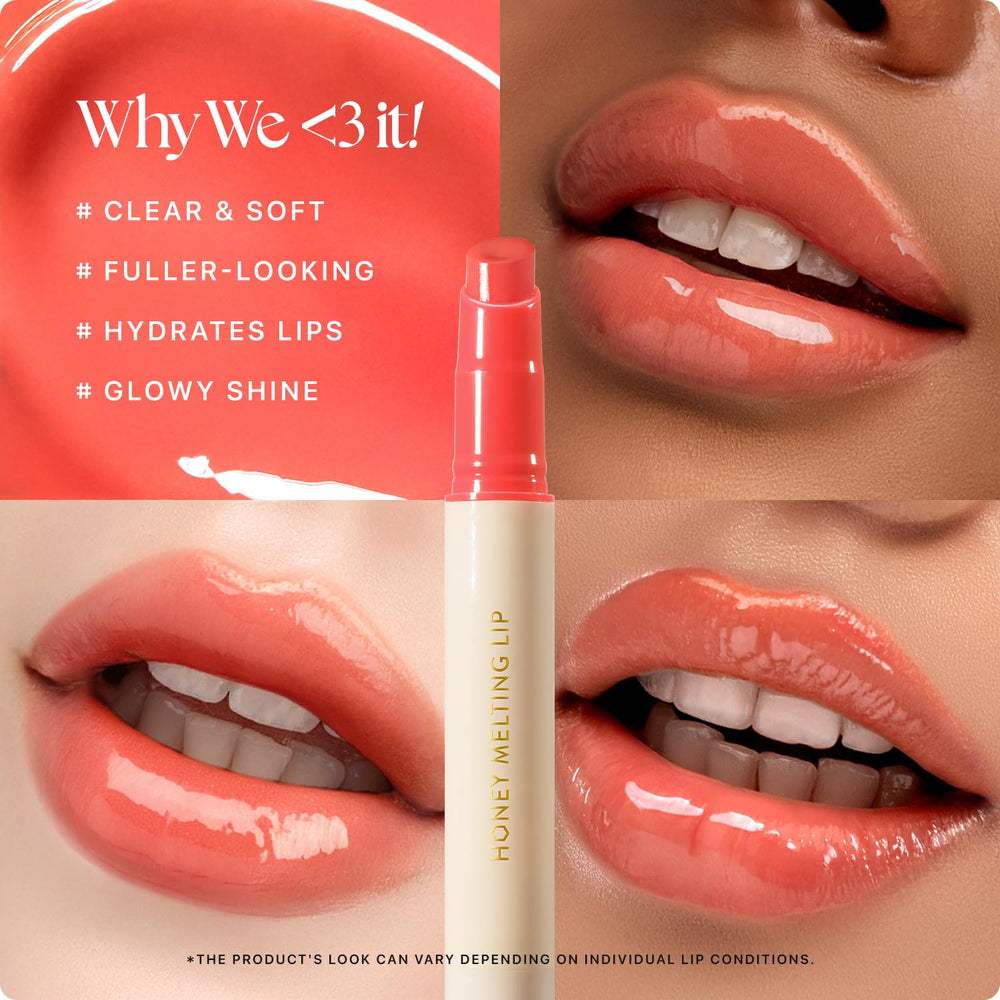 Nature Republic Honey Melting Lip 10 Peach glossy swatch displays sheer tint and glow