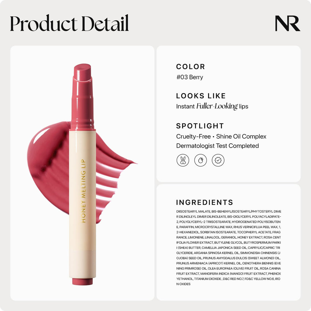Nature Republic Honey Melting Lip Berry shop-display featuring 03 Berry shade.
