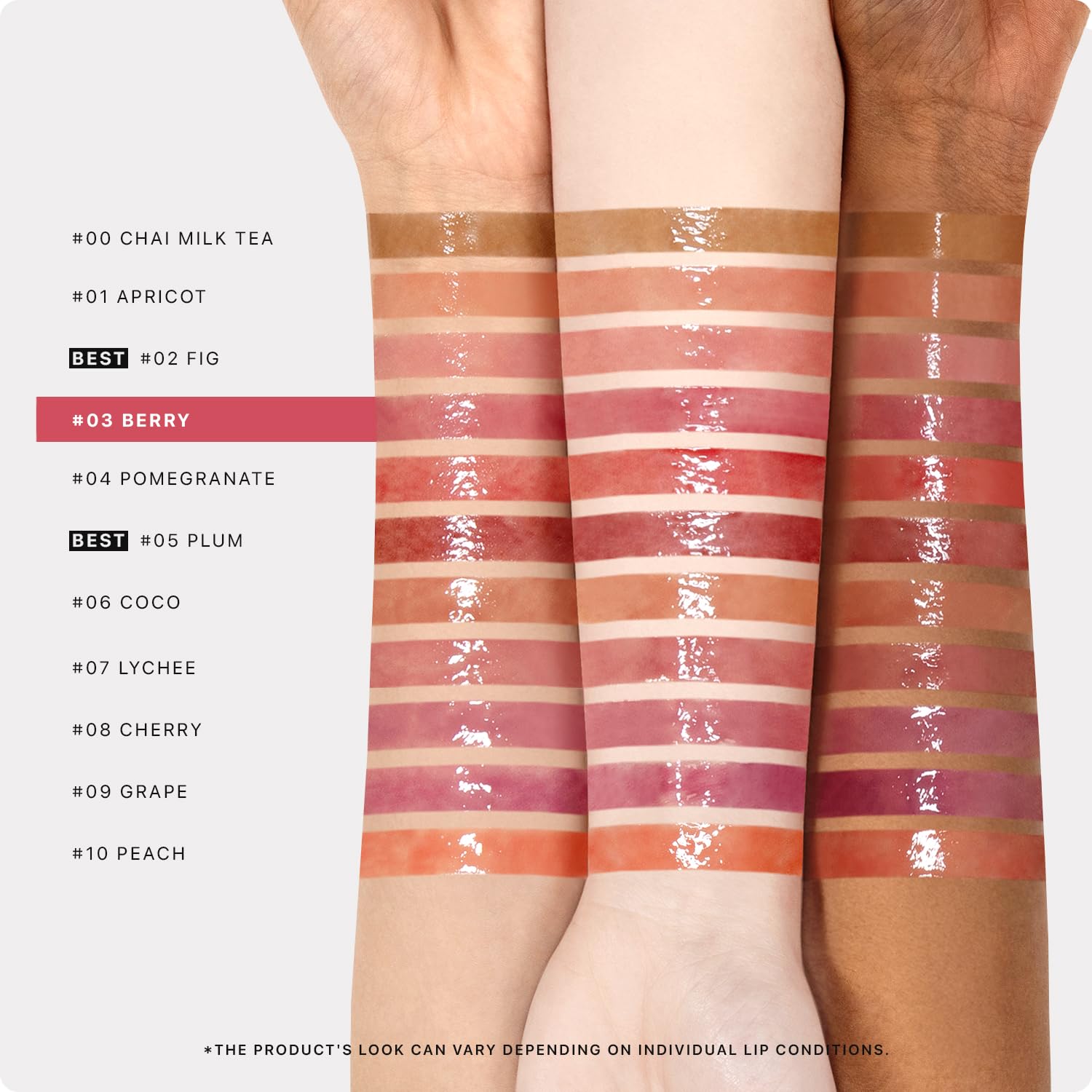 Nature Republic Honey Melting Lip Berry color swatches show sheer tint options.