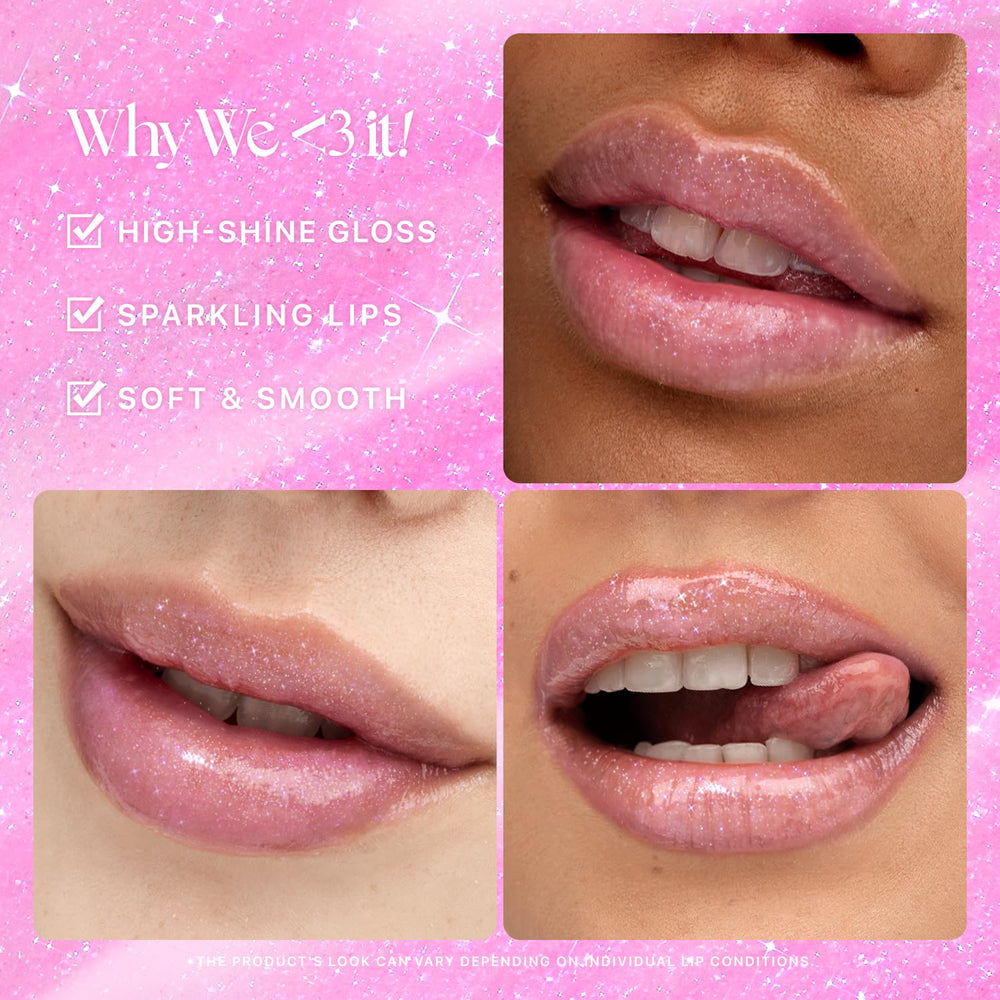 Nature Republic Honey Melting Lip Glitter 13 Aurora glitter detail on lips for shimmer.