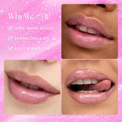Nature Republic Honey Melting Lip Glitter 13 Aurora glitter detail on lips for shimmer.