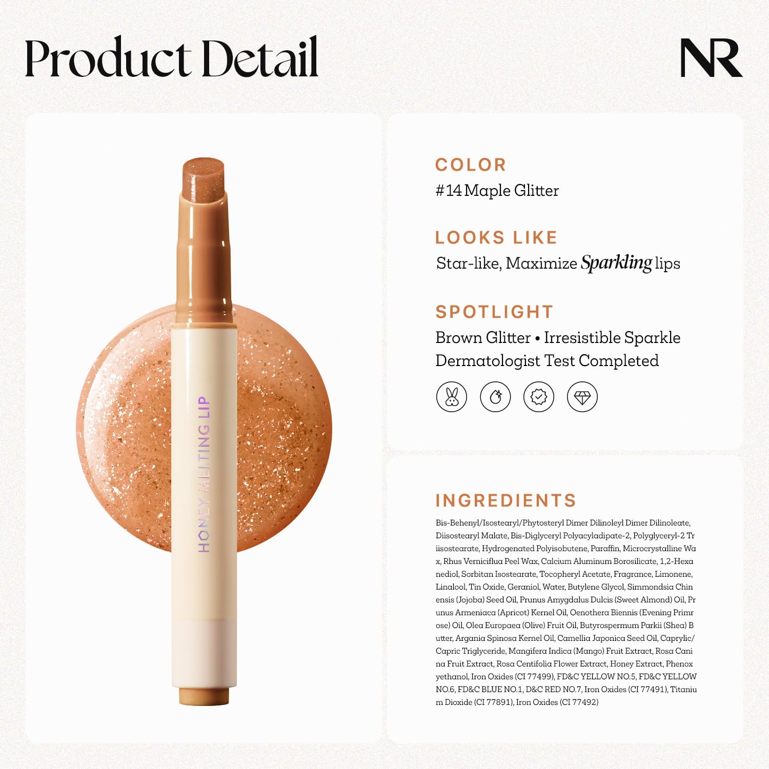 Nature Republic Honey Melting Lip Glitter 14 Maple perfect gift-ready packaging