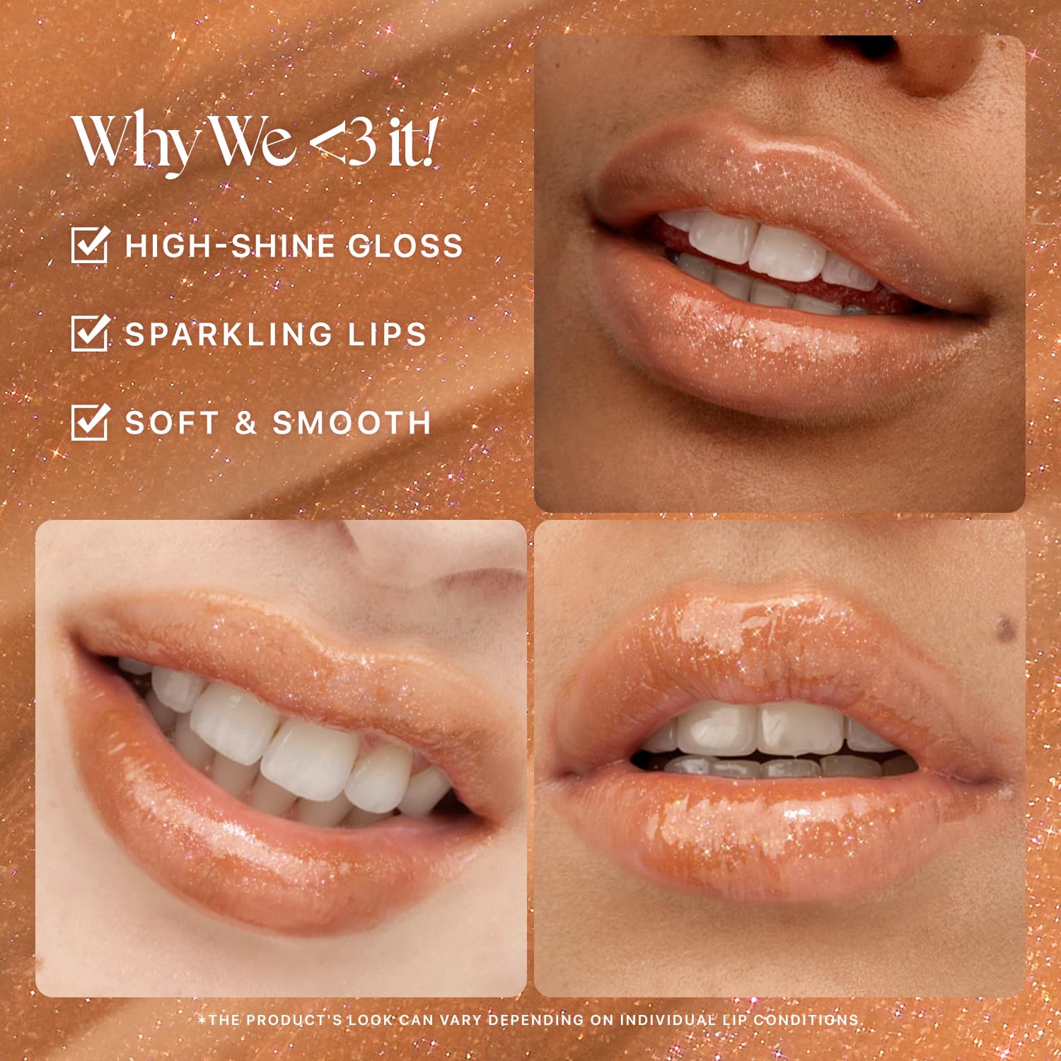 Nature Republic Honey Melting Lip Glitter 14 Maple close up shows smooth hydration