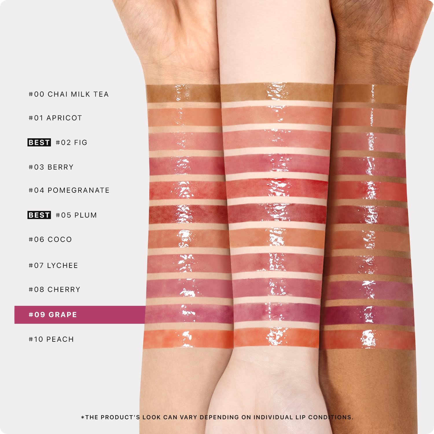 Nature Republic Honey Melting Lip Grape swatch on bare lips for quick color.