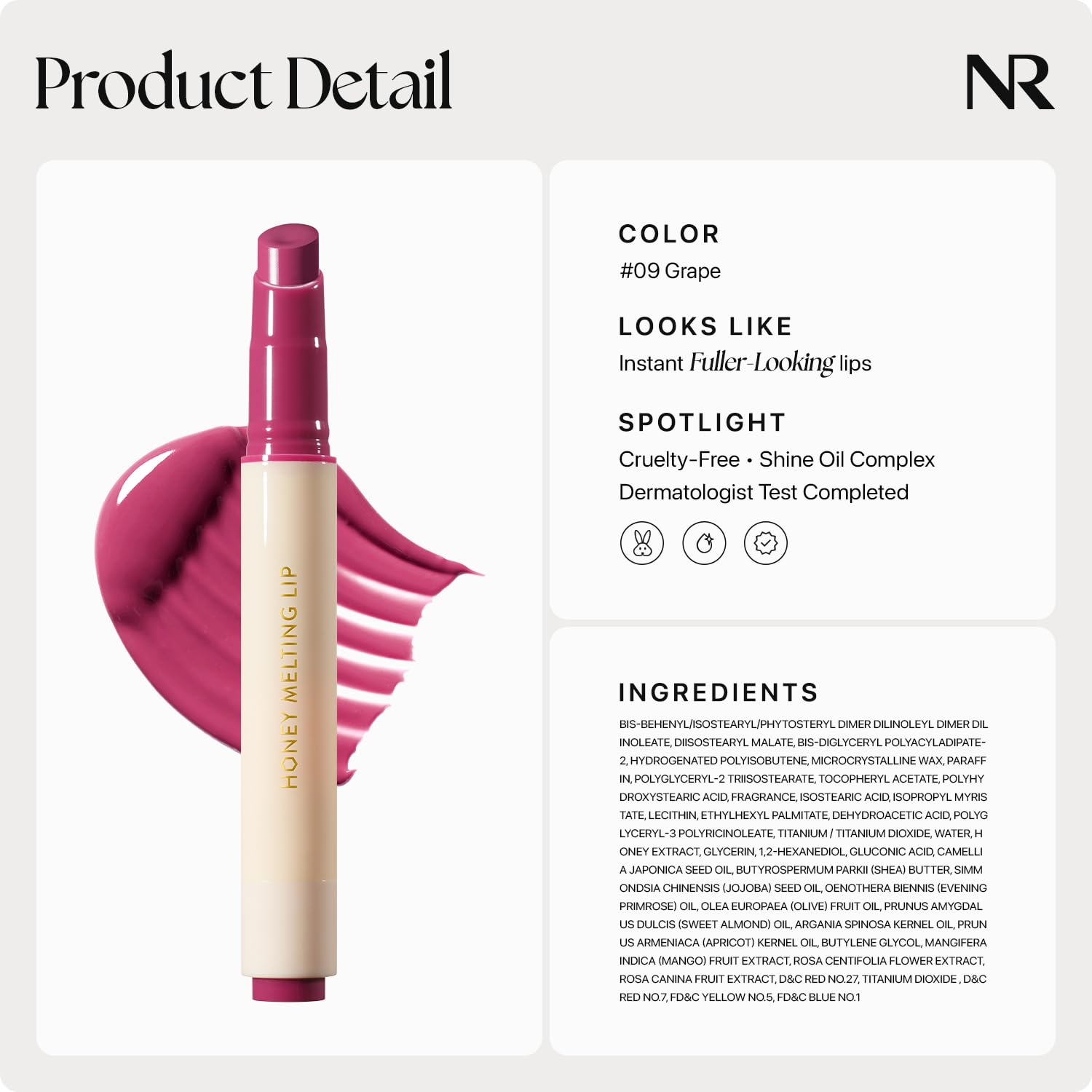 Nature Republic Honey Melting Lip Grape texture detail with honey-like shine.