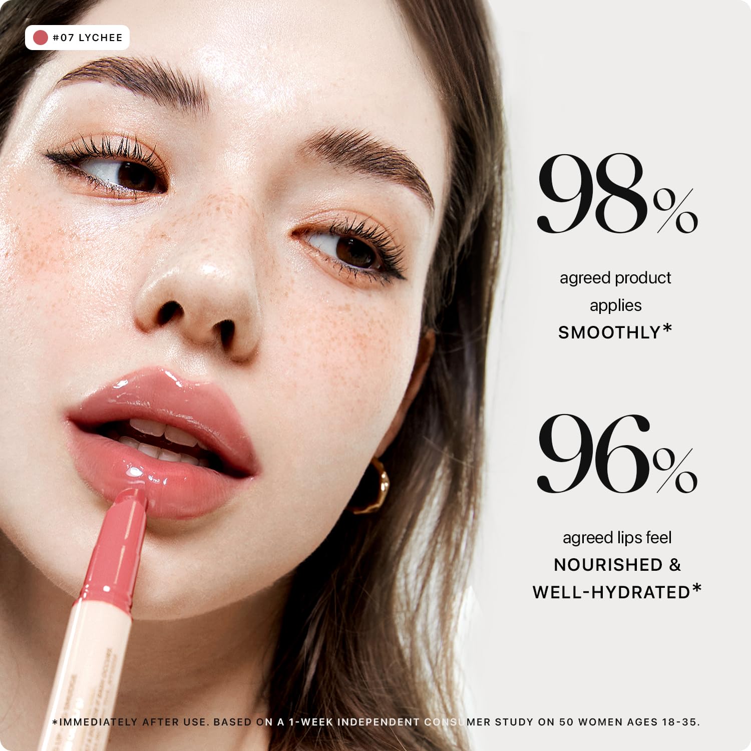 Nature Republic Honey Melting Lip Lychee swatch on lip shows sheer tint and hydration
