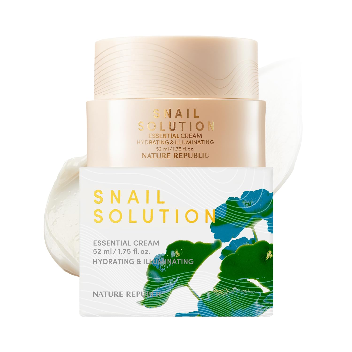 Nature Republic Snail Mucin Cream bottle closeup showing deep hydration for radiant skin