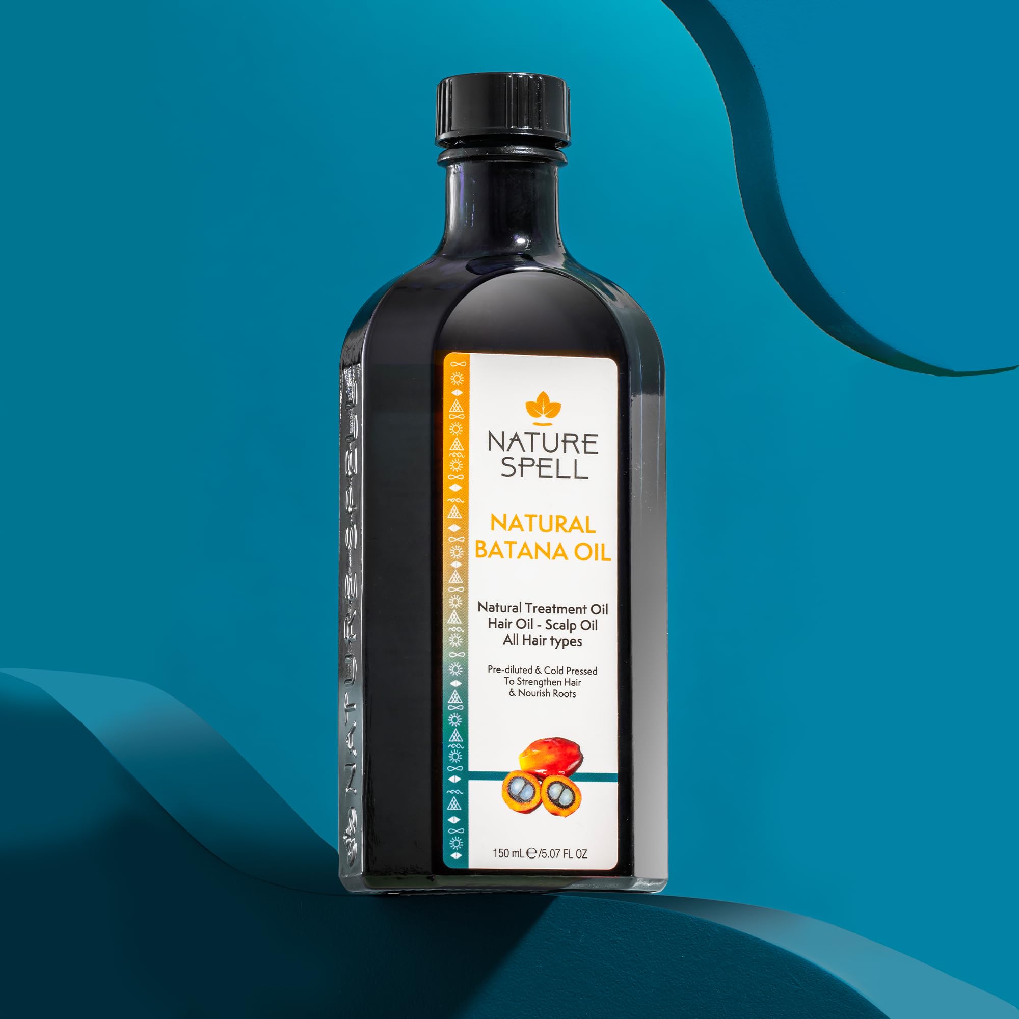 Nature Spell Batana Oil on hair ends showcases split-end repair and shine.