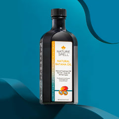 Nature Spell Batana Oil on hair ends showcases split-end repair and shine.
