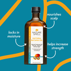 Nature Spell Batana Oil scalp massage demonstrates nourishing scalp care and relaxation.