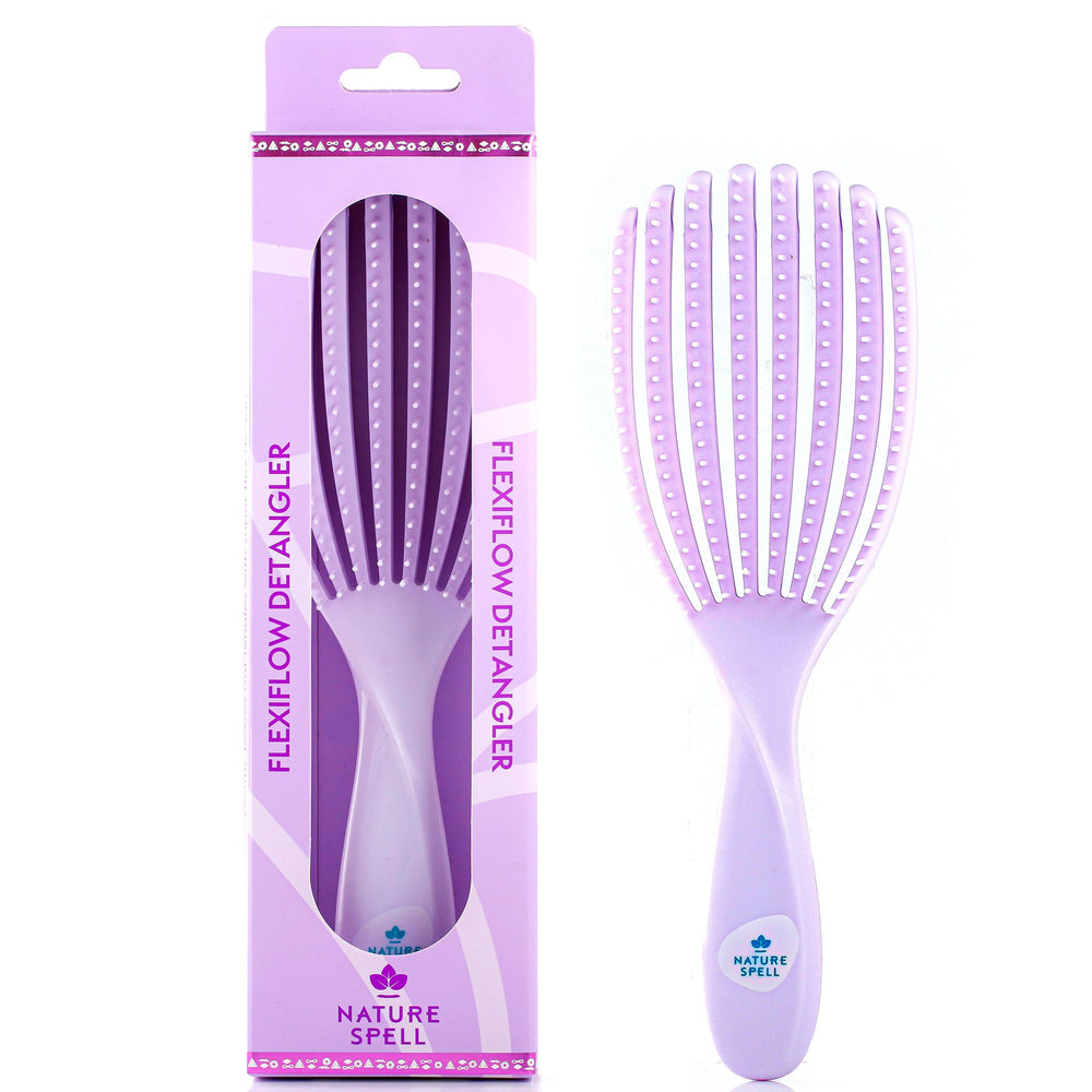 Nature Spell FlexiFlow brush with bendy bristles enables gentle detangling on all hair types