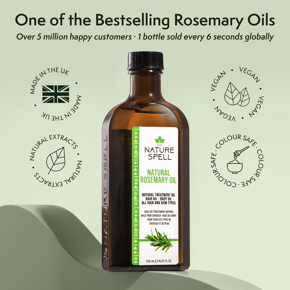 Nature Spell Rosemary Oil for split ends helps reduce breakage and dryness.