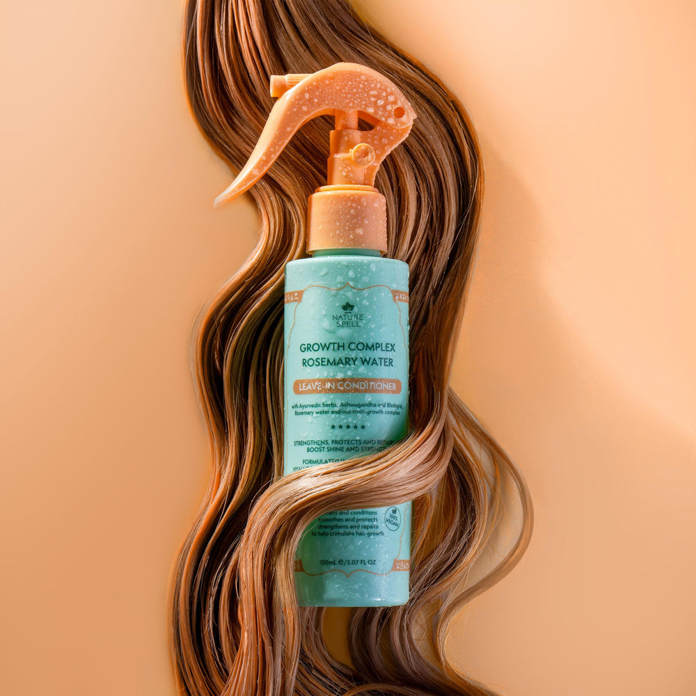 Nature Spell Rosemary Water Leave-In Conditioner on hair yields smooth shine