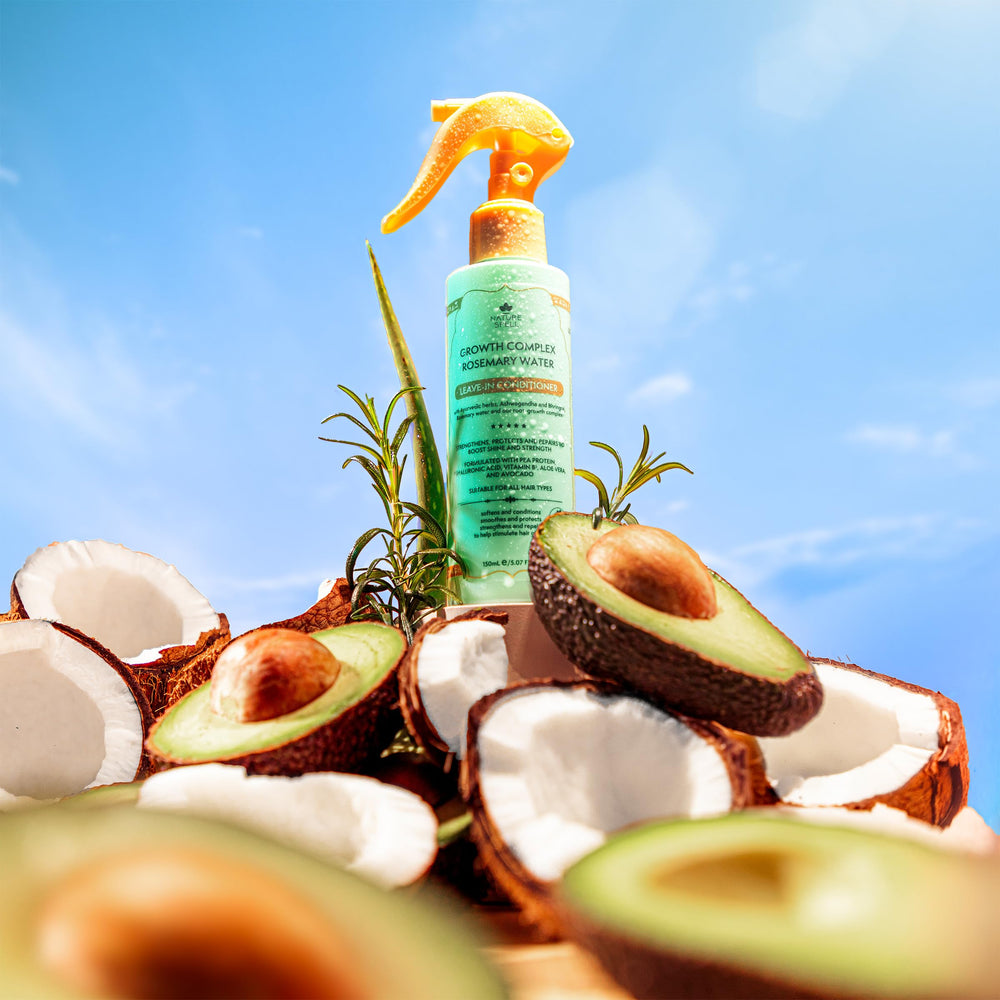 Nature Spell Rosemary Water Leave-In Conditioner texture swatch demonstrates light hydration