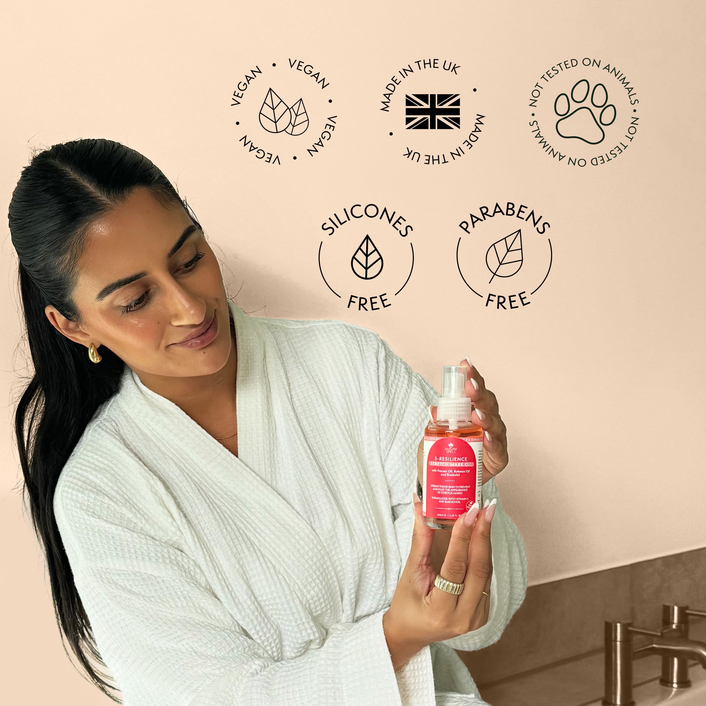 Nature Spell Stretch Mark Oil bisabolol closeup for calming skin support