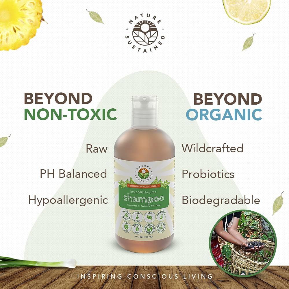 Nature Sustained raw plants closeup conveys nourishing extracts for dry or irritated scalps.