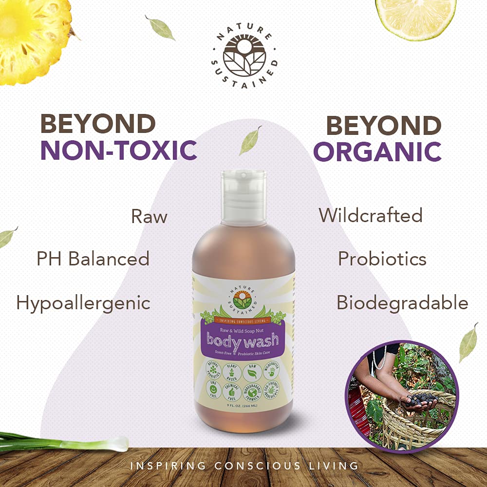 Nature Sustained sensitive-skin-application shows everyday wash for dry, irritated skin.