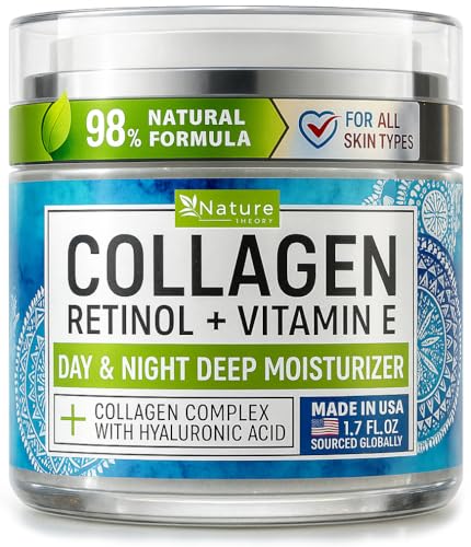 Nature Theory collagen cream jar shows a rich texture for hydration and radiance.