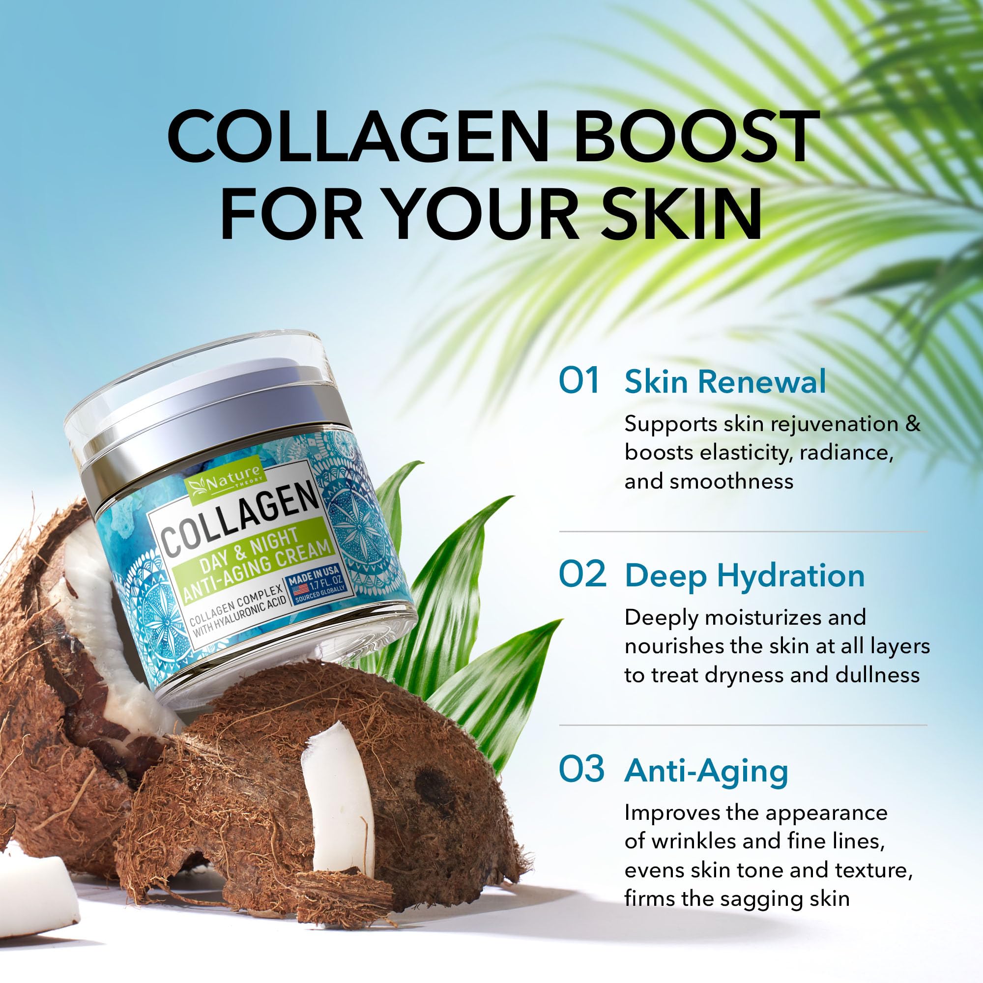 Nature Theory skin tightening closeup suggests firmer, smoother skin texture.