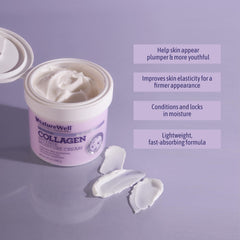 Nature Well collagen peptide cream texture swatch showing smoothing and softness.