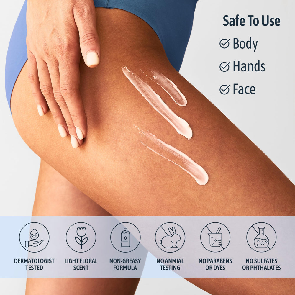 NATURE WELL Retinol cream on skin suggesting elasticity support and smoother tone.