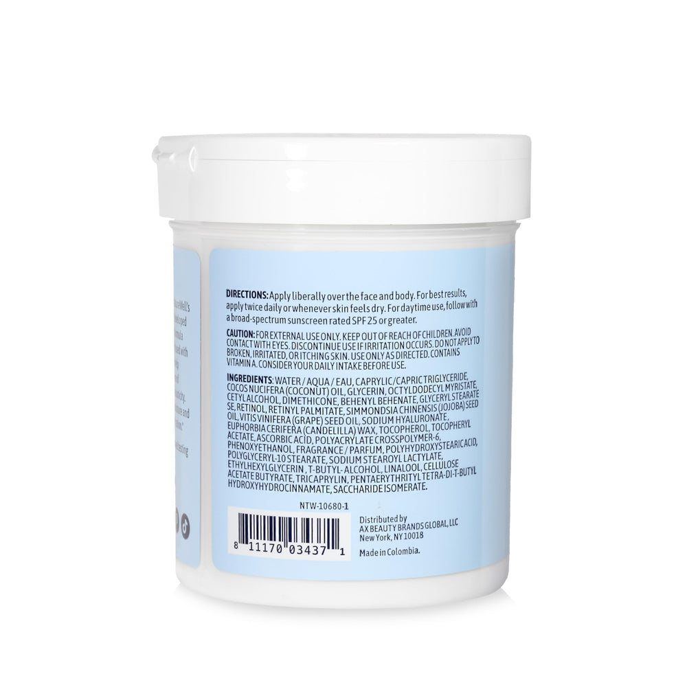Nature Well retinol cream bottle close-up highlights hydrating, age-defying formula.