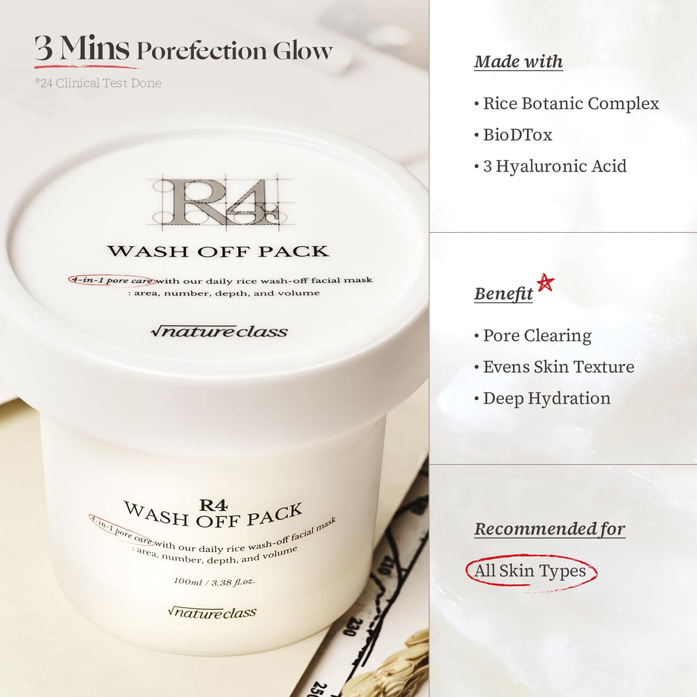 NatureClass R4 Rice Wash Off Mask cream texture showing soothing hydration