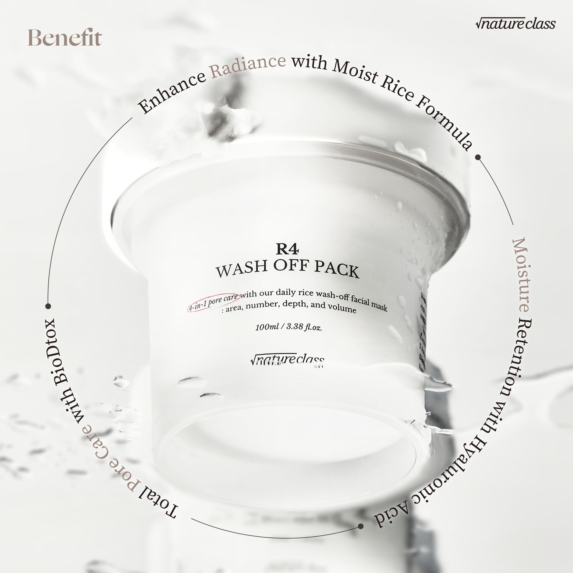 NatureClass R4 Rice Wash Off Mask rinse reveals clean, refreshed skin