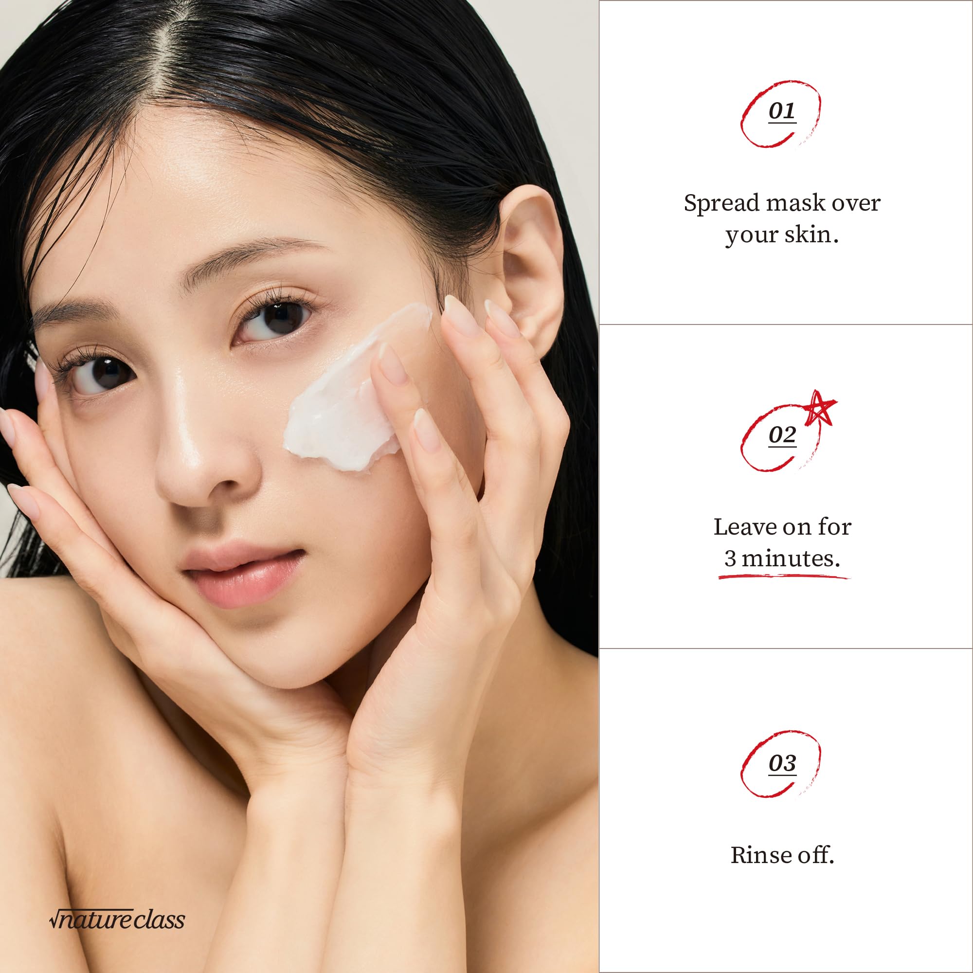 NatureClass R4 Rice Wash Off Mask water droplets evoke refreshing rinse
