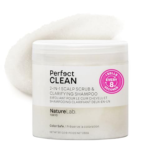 NatureLab.TOKYO Perfect Clean Scalp Scrub packaging shown for at‑home scalp detox routine
