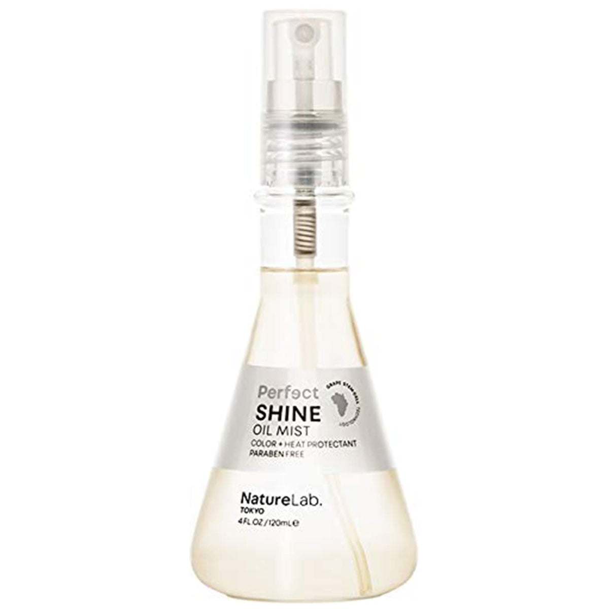 NatureLab Tokyo Perfect Shine Oil Mist bottle delivers vibrant color and radiant gloss.