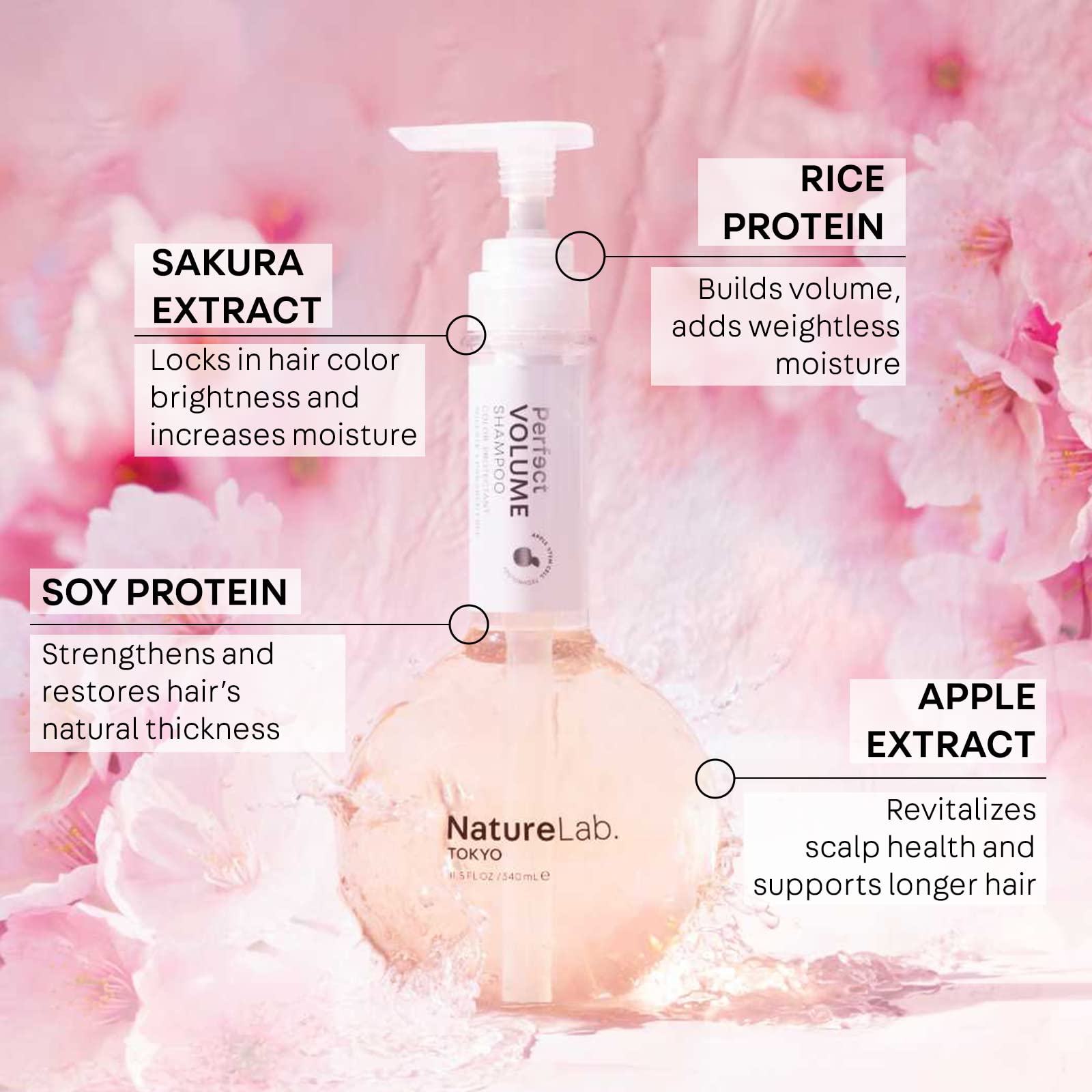 NatureLab.TOKYO Perfect Volume Shampoo with rice and soy proteins for strength