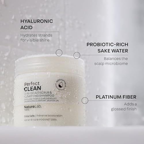 NatureLab.TOKYO Probiotic sake water image emphasizes balanced scalp microbiome support
